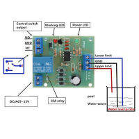 โมดูลตัวควบคุมระดับน้ำ9-12V ใช้พลังงานต่ำตัวควบคุมระดับน้ำสำหรับที่ระบายน้ำอัตโนมัติ