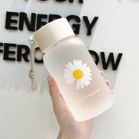 【CW】500Ml ถ้วยฟางพลาสติกน่ารักเดซี่ดอกไม้หมีถ้วยขวดน้ำใสการ์ตูน Drinkware Frosted Leak-Proof Cup