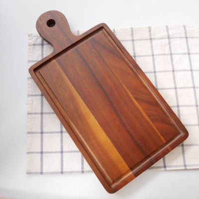 [คุณภาพดี] เขียงไม้ ACACIA WOOD CUTTING BOARD 31.3CM X 20.5CM X 2CM AND RUBBER WOOD TRAY[รหัสสินค้า]9568