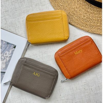 ZZOOI Womens Small Wallet 2023 New Multi Slots Genuine Leather Credit Card Holder Mens Zipper Change Coin Purse