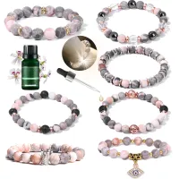 Healing Pink Zebra Stone สร้อยข้อมือผู้หญิงพลังงานธรรมชาติ Zebra Jaspers สร้อยข้อมือเครื่องประดับชายกำไลโยคะกระจายน้ำมันหอมระเหย-Huidkeir