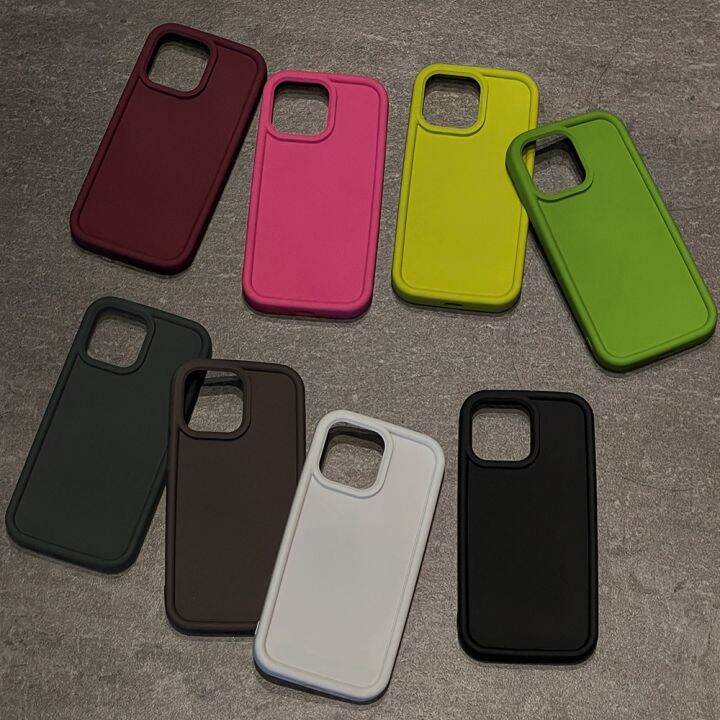 จัดส่งทันที-เคสไอโฟน-สําหรับ-iphone-14-13-13-12-promax-นิ่ม-แบบหนา-กันตก-สีแคนดี้-เรียบง่าย