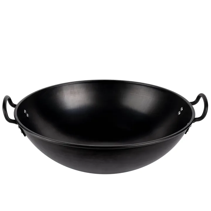 40cm Heavy Duty Full Seasoned Traditional Carbon Steel Wok with Double loop handles Lazada PH