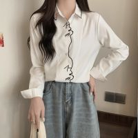 Autumn Long Sleeve Embroidery Blouse Elegant Office Lady Clothes Casual Cat Pattern White Shirt Sweet Women Tops Blusas 7902 50