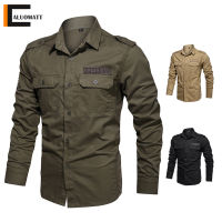 Military Shirt Men Long Sleeve 100 Cotton Army Green Mens Shirts Spring Autumn High Quality Camiseta Masculina Male Clothing