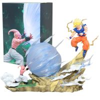 โมเดลอนิเมะดราก้อนบอลชุดฟิกเกอร์แอคชั่น GK Majin Buu Vs Son Goku ฟิกเกอร์ตุ๊กตาเป็นของขวัญสำหรับเด็ก