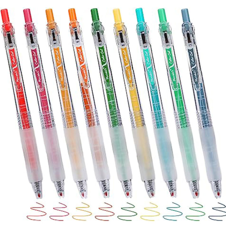 bokali-9ชิ้นจุดปากกาหมึกเจลพับเก็บได้0-5มม-ปากกาเป็นกลางปากกามาร์กเกอร์สีเจล-morandi-คละสีสำหรับเครื่องเขียนของขวัญที่น่ารัก
