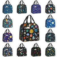 ▽► Space Rocket Planet Insulated Lunch Bag for School Picnic Astronaut Spaceship Leakproof Cooler Thermal Lunch Box Women Children