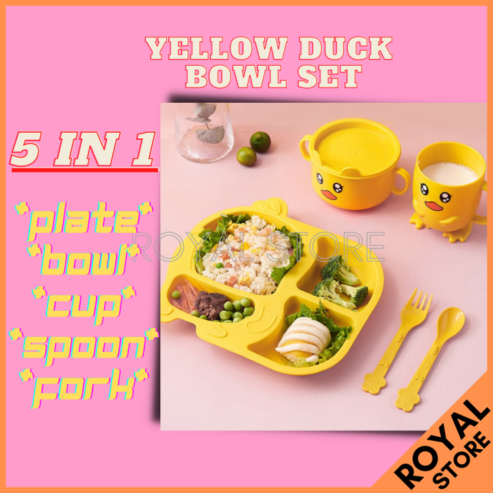 Cute Cartoon Kids Bowl Set With Spoon Fork Cutlery Set Baby Children's  Tableware Dinner Plate Food Bowl Cartoon Shape [Malaysia Ready Stock] |  Lazada
