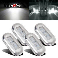 KECHc ไฟขอบไฟกรอบโคมไฟสแตนเลสเครื่องหมาย3led 4ชิ้นความกว้าง12V ส่งสำหรับเรือยอช์ตไฟรถยนต์รถจักรยานยนต์