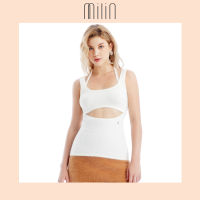 [MILIN] Two pieces fluffy Curve neckline with halter spaghetti straps overlay knitted top เสื้อทอนิตติ้งขนนุ่มแบบสองชิ้นทรงคอโค้งพร้อมสายสปาเก็ตตี้คล้องคอ / Kissable Top