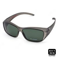 DRH แว่นกันแดด  แบบสวมทับแว่นสายตา เลนส์โพลาไรซ์ CU2 Fit Over Polarized 022 สีเทาดำกึ่งโปร่งใส/เลนส์เทาอมเขียว G15 แว่นตาแฟชั่น  แว่นตากันแดด