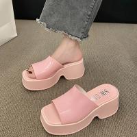 ♛◐♀ Women Slippers 2023 New Fashion Causal Open Toe High Heels Shoes Summer Flip Flops Shoes Dress Sandals Ladies Zapatos Slides