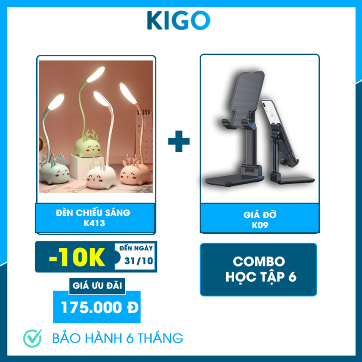 Đèn led siêu sáng Kigo kèm kệ điện thoại để bàn chống cận thị, đèn ...