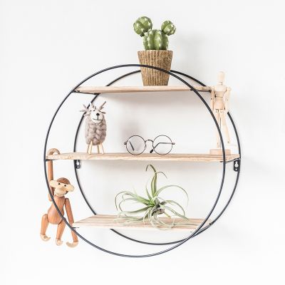 [COD] Foreign trade modern round wrought iron wall hanging shelf creative simple multifunctional storage partition