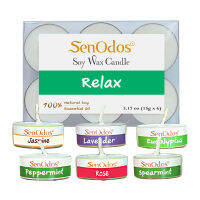 SenOdos กลิ่นสงบพักผ่อน Emotional Soy Candles Aroma Relax เทียนหอมอโรม่า ขนาดพกพา ขนาดทดลอง (ลาเวนเดอร์, ยูคาลิปตัส, เปปเปอร์มินต์, มะลิ, สเปียร์มินต์, กุหลาบ)