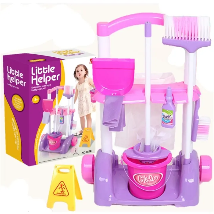 Vacuum Cleaner Playset Pretend Play Trolley Cleaning Toy (2680) Lazada