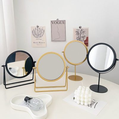 Desktop Vanity Mirror Portable Dormitory Student Household Decoration Gold Retro Dresser Revolving Cosmetics Tool Mirrors Black Mirrors