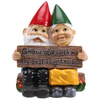 Garden Gnome Statues Resin Art Desktop Decoration Gnome Couple Outdoor Sculpture Home Decor Ornaments Gifts