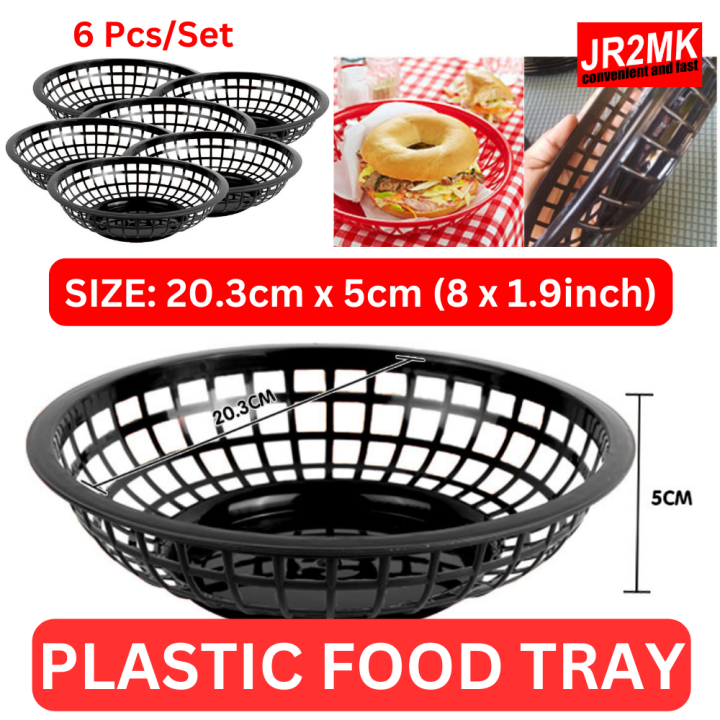 JR2MK Round Food Tray Basket 6pcs/set Hamburger Dinner Plates Set Fast