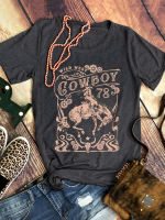 ผู้หญิงกราฟิก Tees Wild West คาวบอย Steer เสื้อยืด Vintage Skull ดอกไม้คาวบอย Cowgirl Rodeo T เสื้อ Western R Tshirt
