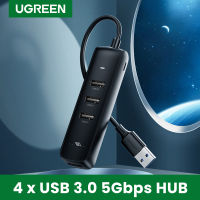 UGREEN ตัวเพิ่มช่องสัญญาณ USB 0.25/0.5/1M 4-Port USB 3.0 Hub 4x USB 3.0 5Gbps ความเร็วสูง USB Splitter แบบพกพาข้อมูล Hub กับไมโคร USB USB 5V 2A แหล่งจ่ายไฟแท่นวางมือถือ