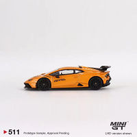 MINI GT 1:64รุ่นรถ Lambor Huracan STO รถสปอร์ตอัลลอย #511 LHD สีส้ม