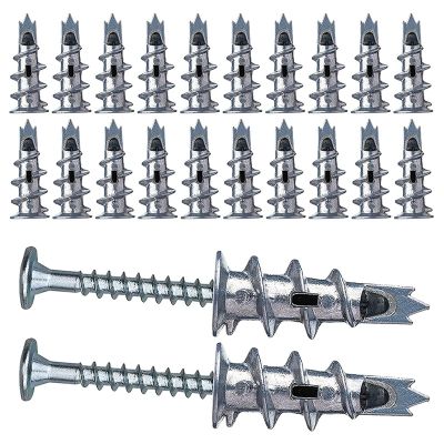 40 Pcs Metal Self Drive Anchor Plasterboard Dowels with Screws 4.5 x 35mm for Single-Layer and Double-Clad Plasterboar