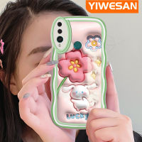 YIWESAN เคสสำหรับ Huawei Y9ชั้นหนึ่ง2019เคสน่ารักลายดอกไม้สีชมพู3D กับกระต่ายขอบคลื่นสีนุ่มนวลเคสมือถือกันกระแทกแบบใสสร้างสรรค์เคสกล้องซิลิกาเจลฝาครอบป้องกัน