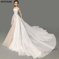 【Ready Stock】 ✔ C30 White High Fashion Wedding Dress for Barbie Doll Clothes Big Evening Dresses Party Gown Vestidoes Outfits 1/6 Doll Accessories