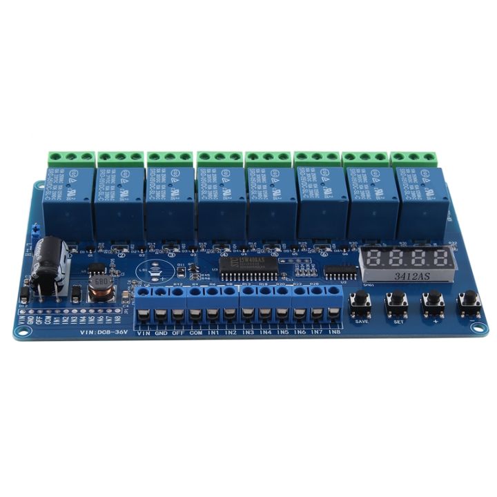 8-channel-multifunction-time-delay-relay-interface-board-module-with-light-couple-red-display