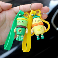 3D three-dimensional PVC doll fruit drink keychain pendant male and female student couple backpack ornaments