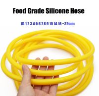 Yellow Silicone Tube ท่อซิลิโคน ID 1 2 3 4 5 6 7 8 9 10 14 16 ~ 32มม. ท่อยางยืดหยุ่นเกรดอาหารท่อน้ำเครื่องดื่มปราศจากแอลกอฮอล์ขั้วต่อที่มีสีสัน