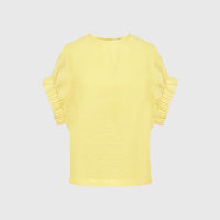 ARCHIVE026 ELASTICATED SLEEVES DETAIL BLOUSE YELLOW เสื้อแขนยางยืด สีเหลือง