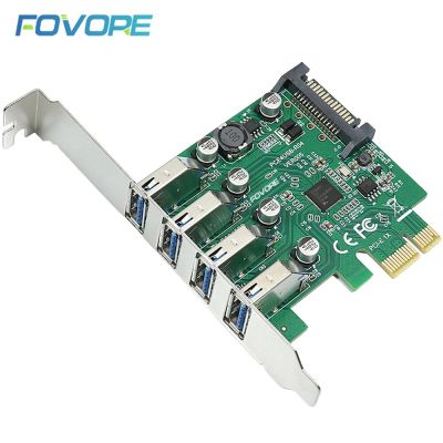 4พอร์ต USB 3.0สล็อต PCIe USB 3 PCI อะแดปเตอร์แบบเร็วเป็นพิเศษ PCI-e ไปยังการ์ดขยาย USB3 5Gbps พร้อมแหล่งจ่ายไฟซาต้าสำหรับอะแดปเตอร์ FJK3825เดสก์ท็อป