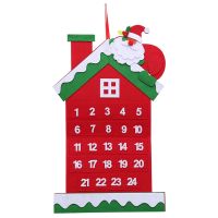 Christmas Hanging Advent Calendar Countdown To Santa Claus House Gift Ornaments Decorations Santa Claus Calendar with Small Pockets