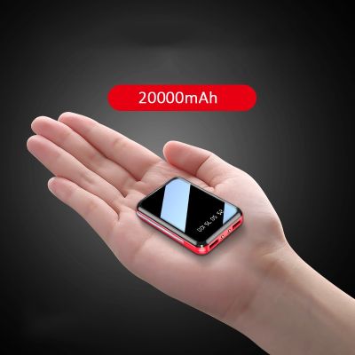 20000mAh Mini Power Bank Portable Charger Mirror Screen LED Light Digital Display Powerbank External Battery Pack Power Bank ( HOT SELL) tzbkx996