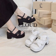 Giày sandal bánh mì 8cm quai chéo