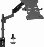 VIVO Universal Adjustable 10 to 15.6 inch Laptop Holder Desk Mount, Single Pneumatic Arm VESA Notebook Stand with C-clamp and Grommet Options, Black, STAND-V101L