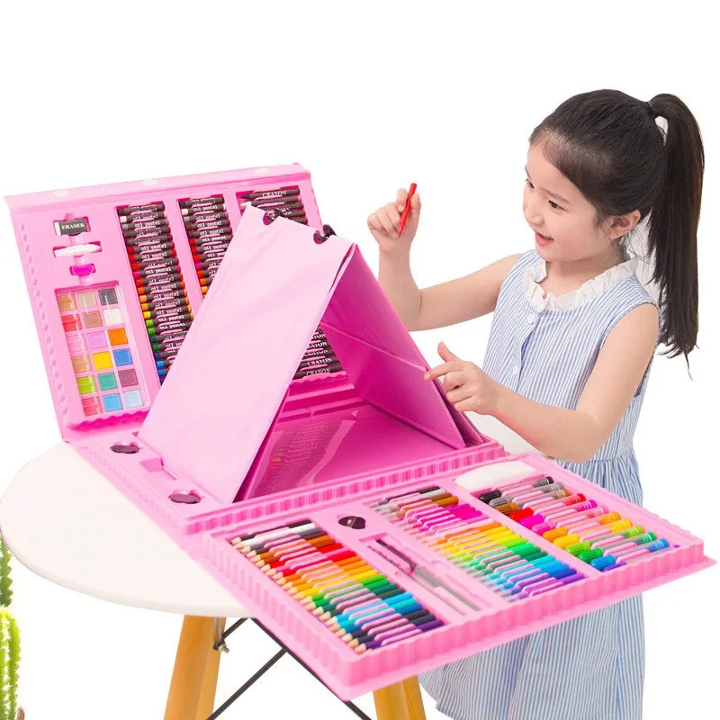 Generic Art Set Boys Girls Birthday Gifts Toys Kids Art Supplies Coloring  Case Kit Painting & Drawing Sets For Children 208 Pcs Pink