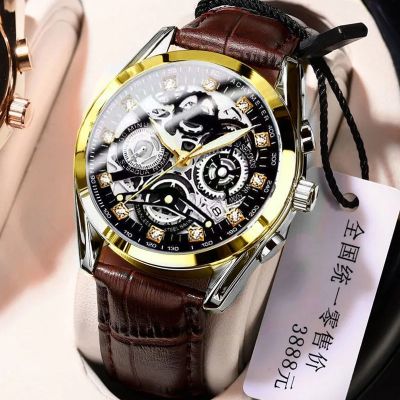 【July hot】 Mens Hollow Mechanical Calendar Fashion Thin Band Business