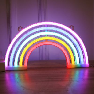 Rainbow Light Cute Rainbow Neon Sign Night Light LED Rainbow Shaped Neon Sign Light Wall Decor Art Neon Sign Home Decoration Night Lights