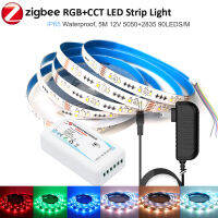 5M 10M ZIGBEE 3.0 Controller Smart 5050 RGBCCT RGB+W+CW LED Strip Band Light DC12V DC24V For Smartthings Echo Plus Z2mqtt HU*E