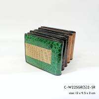 Prang Crocodile Leather Short Bi-fold US Wallet กระเป๋าสตางค์ สองพับสั้น หนังจระเข้ ทรงUS C-W22SGR(S)2-SR