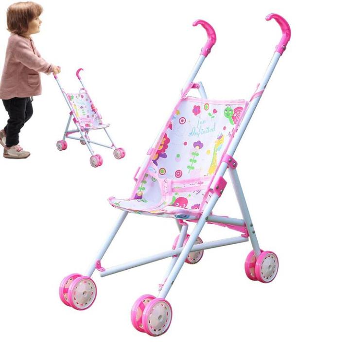 toy-stroller-foldable-kid-stroller-with-bottom-basket-dress-girls-stroller-ages-3-kids-gift-toy-girl-doll-accessories-girls-toy-dependable
