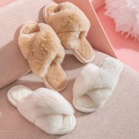 Winter New Plush Womens Cotton Slippers 2023 Winter Fashion Warm Slippers Solid Color Comfortable Cross Home Carpet Slippers