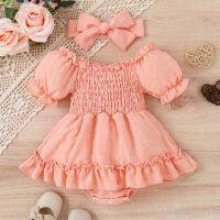 ►卐 Infant Girls Short Sleeve Floral Romper Newborn Ruffles Bodysuits Dress Headbands Girl 8 Months Old Going Home Outfit Baby Boy