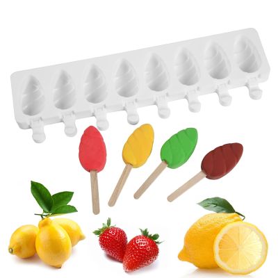 8 Cavities Silicone Popsicle Mold Droplet Shape Ice Cream Mold Ice Pop Bar Maker DIY Homemade Ice lolly Mould Cake Baking Tools Ice Maker Ice Cream Mo