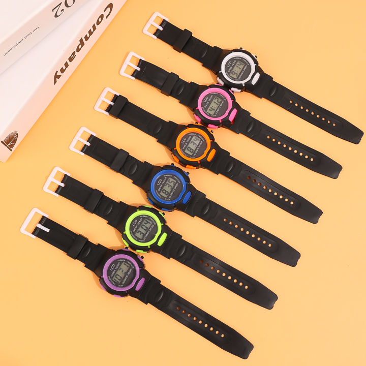 นาฬิกาข้อมือสำหรับเด็ก-นาฬิกาดิจิตอล-led-เก๋ไก๋สำหรับทุกเพศสีสันสดใสนาฬิกาสปอร์ตของขวัญสำหรับเด็ก