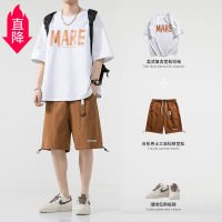 Spot Gifts Youth Summer Short -Sleeved Shorts Set MenS Cropped Pants Handsome Five Shirt Casual Two
